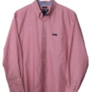 RALPH LAUREN CHAPS CASUAL SHIRT men's size L red pink white stripe Easy Care